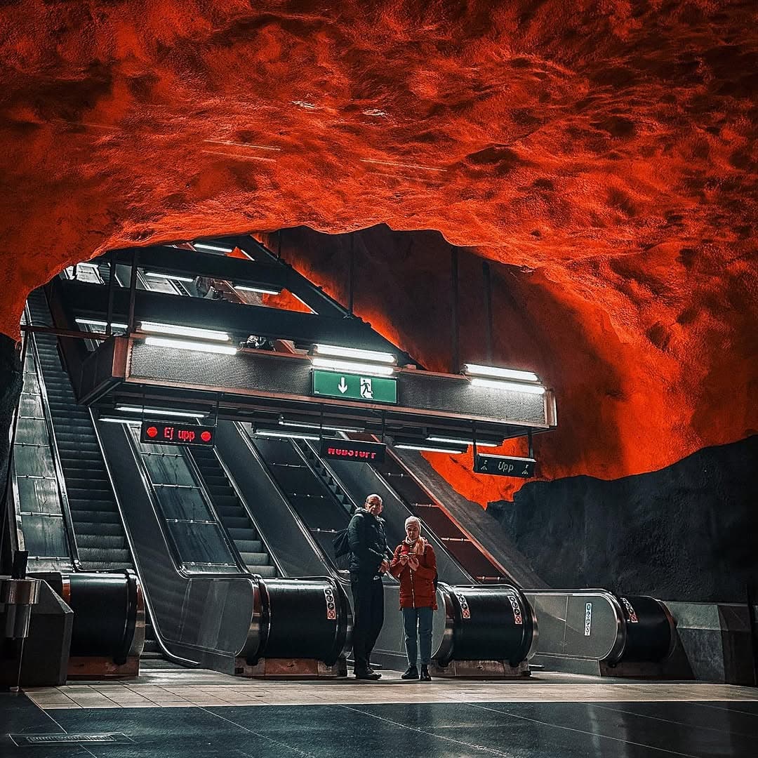 Stockholm subway station architecture.